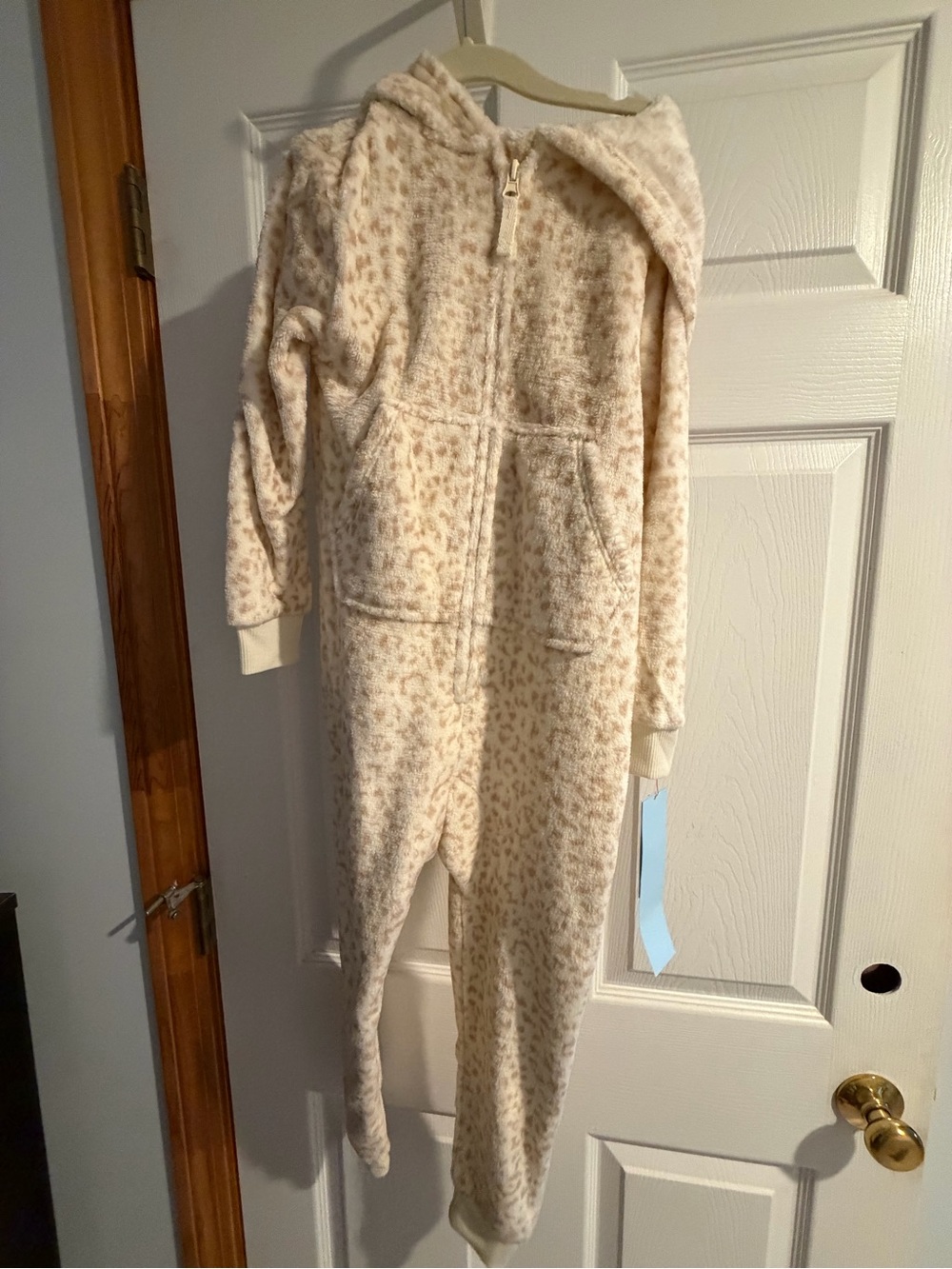 Cat & Jack Cream and Tan Leopard Fleece Onesie